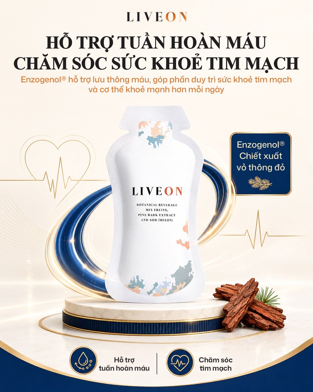 LIVEON hỗ trợ tuần hoàn máu, chăm sóc sức khỏe tim mạch