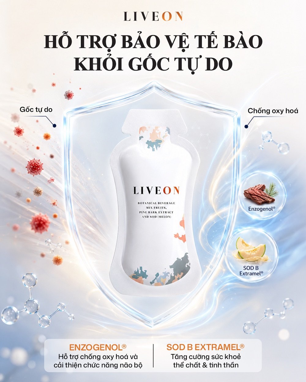 LIVEON — hỗ trợ bảo vệ tế bào khỏi gốc tự do